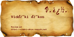 Vidéki Ákos névjegykártya